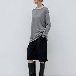 310. Studio Doe Air Knit Sheer Tee in Gray
